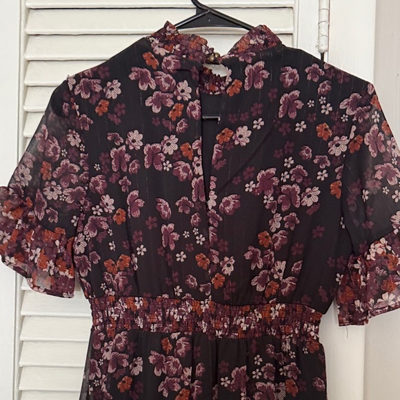 Jolt Black Maxi Dress with Burgundy and Pink Floral Print - Picture 3 of 4